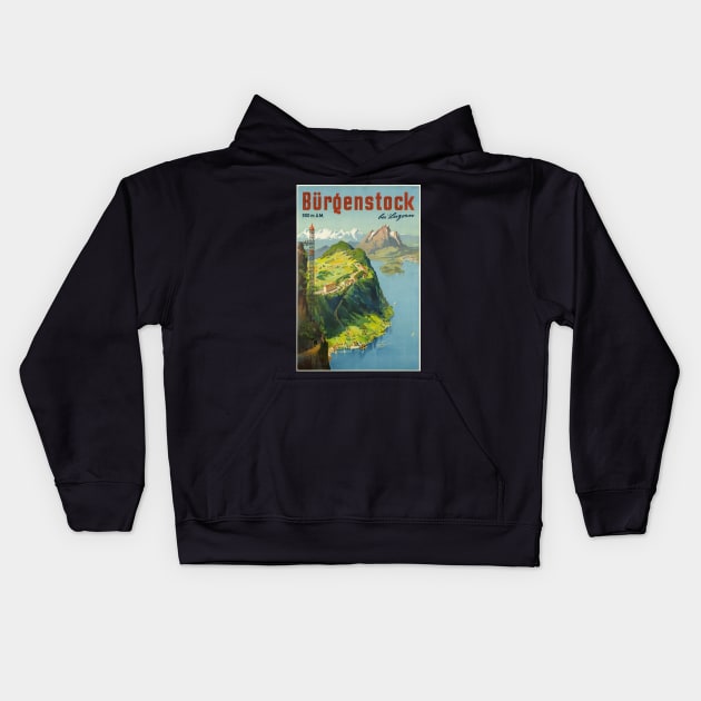 Bürgenstock bei Luzern,Switzerland,Travel Poster Kids Hoodie by BokeeLee